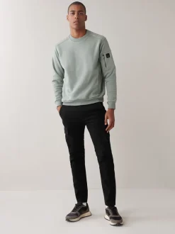 Zwart - Slim Fit - Katoenen cargostretchbroek