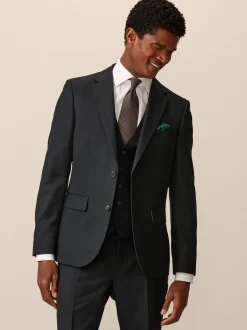 Zwart - Slim Fit - Kostuum met textuur: colbert