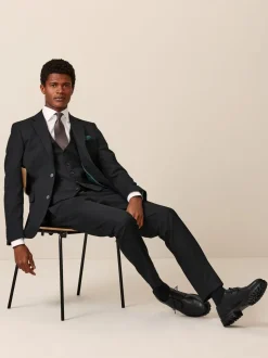 Zwart - Slim Fit - Kostuum met textuur: colbert