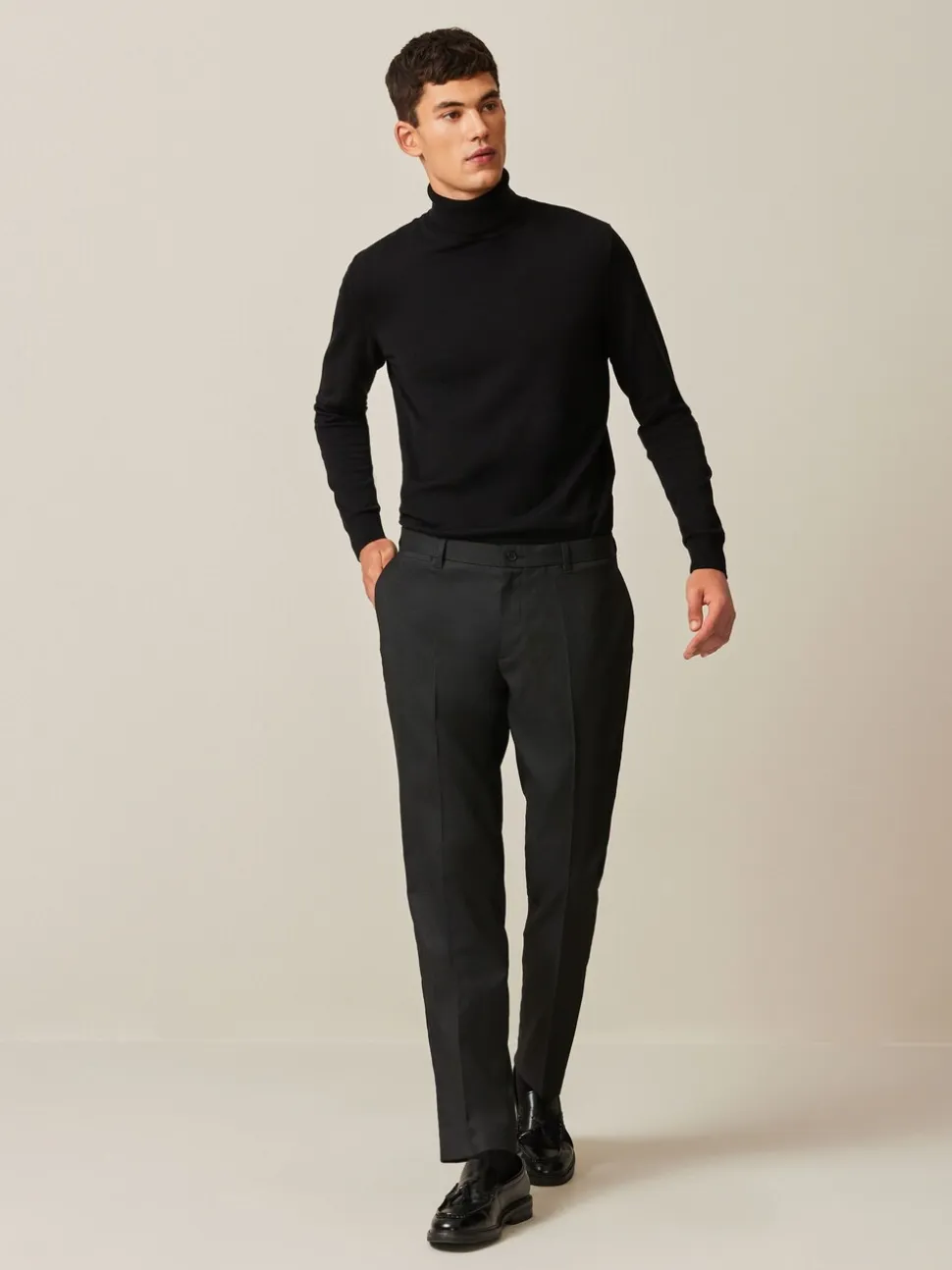 Zwart - Slim Fit - Modieuze broek met textuur