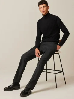 Zwart - Slim Fit - Modieuze broek met textuur