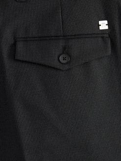 Zwart - Slim Fit - Modieuze broek met textuur