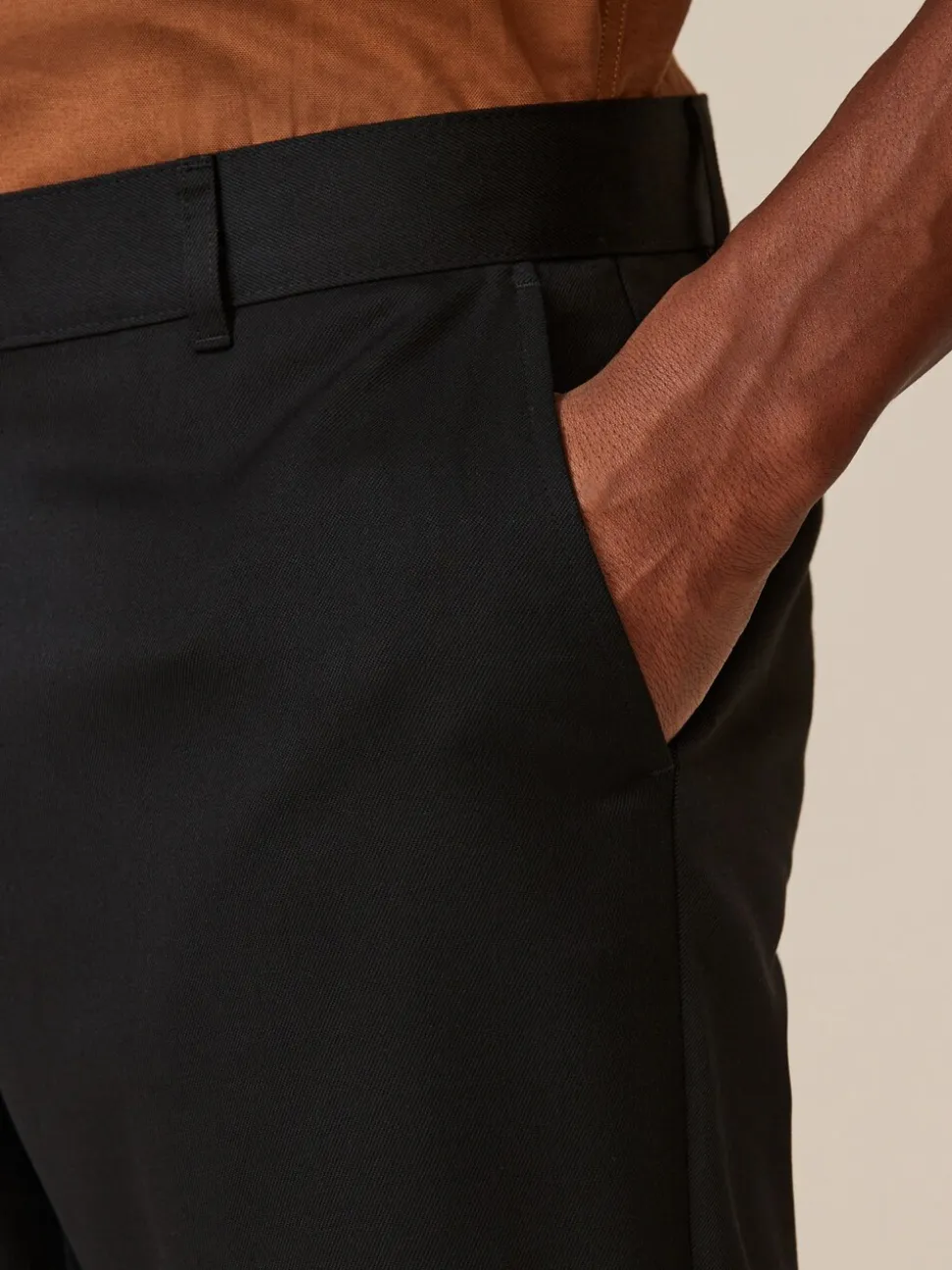 Zwart - Slim Fit - Modieuze broek zonder plooien