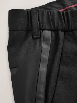 Zwart - Slim Fit - Motionflex Textured Tuxedo Trousers With Side Tape