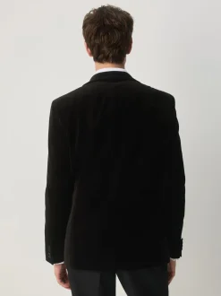 Zwart - Slim Fit - Motionflex stretchyfluwelen Blazer