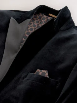 Zwart - Slim Fit - Motionflex stretchyfluwelen Blazer