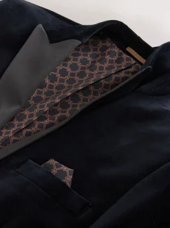 Zwart - Slim Fit - Motionflex stretchyfluwelen Blazer