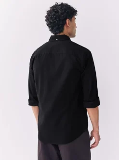 Zwart - Slim Fit - Oxford-hemd met lange mouwen