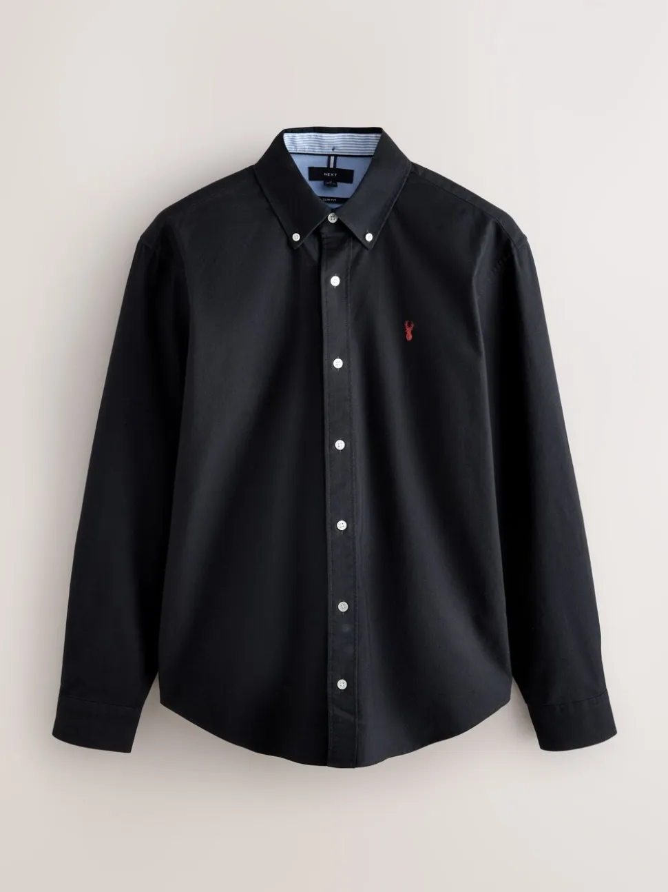 Zwart - Slim Fit - Oxford-hemd met lange mouwen
