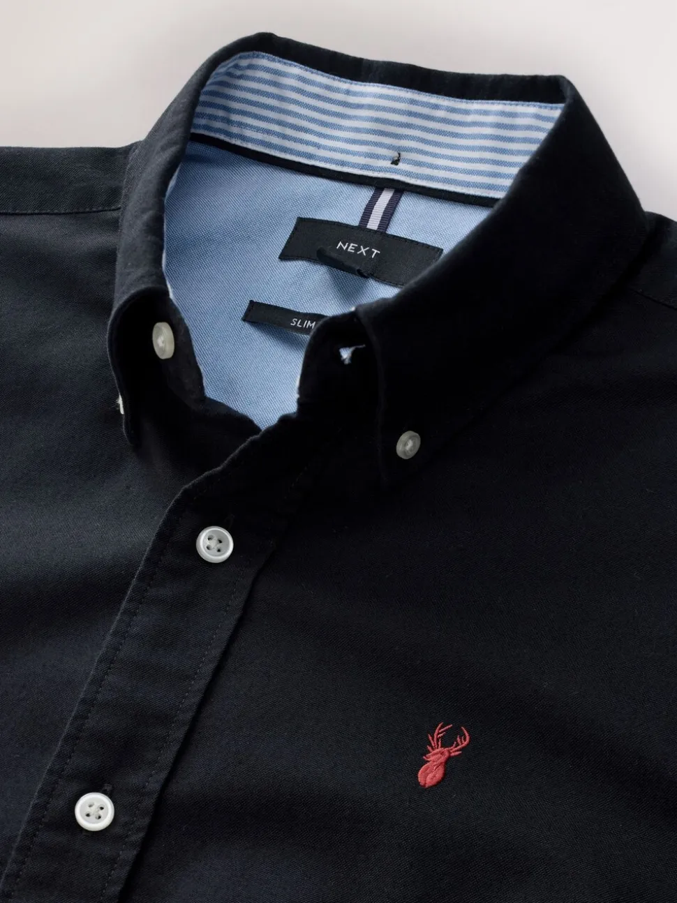 Zwart - Slim Fit - Oxford-hemd met lange mouwen