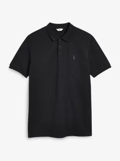 Zwart - Slim Fit - Piqué poloshirt met korte mouwen