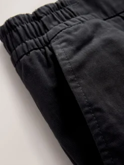 Zwart - Slim Fit - Pleated Stretch Chinos Trousers With Elasticated Waist