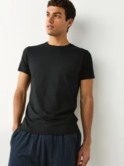 Zwart - Slim Fit - Set van 5 100% katoenen T-shirts met laagjes