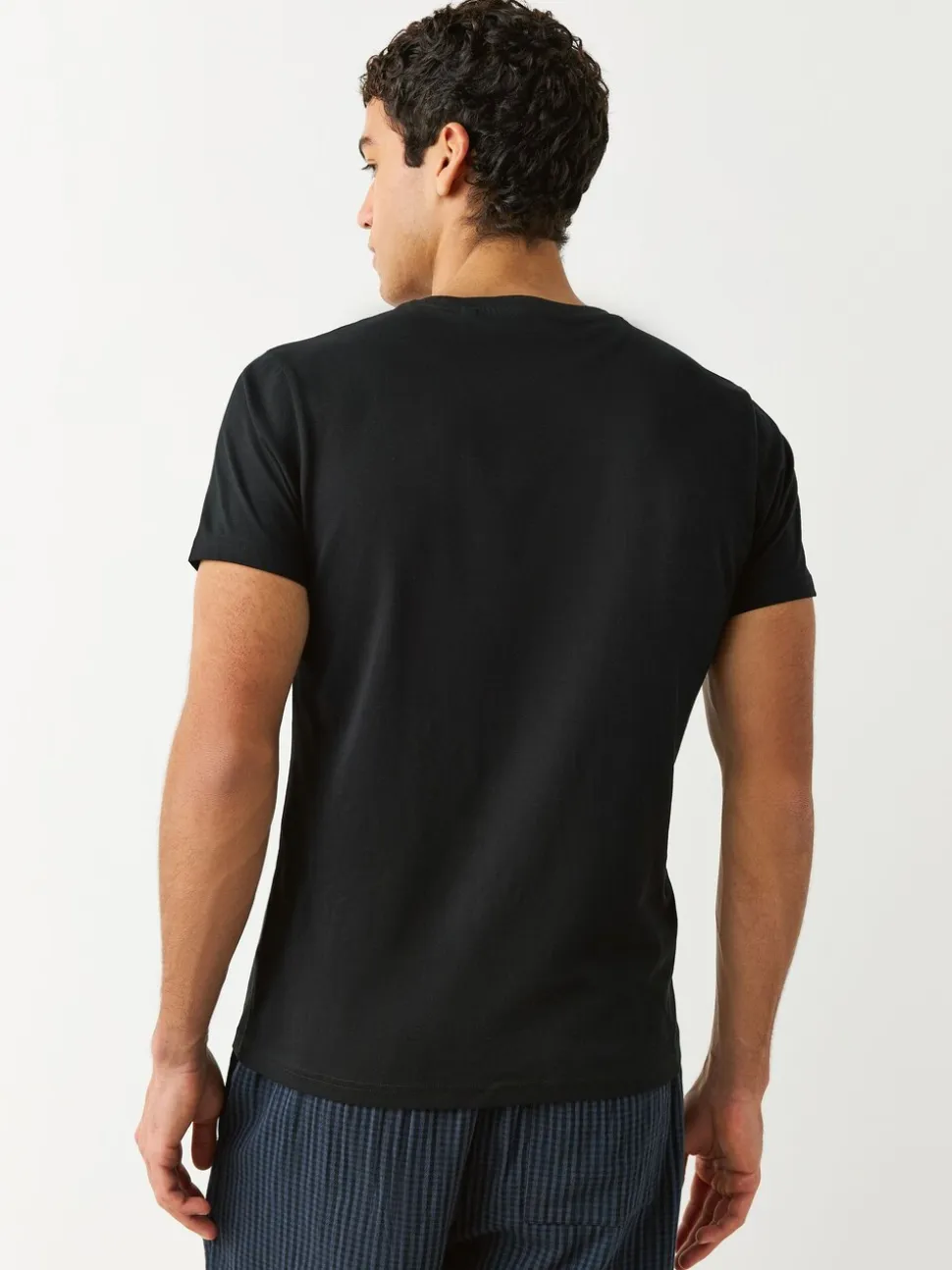 Zwart - Slim Fit - Set van 5 100% katoenen T-shirts met laagjes