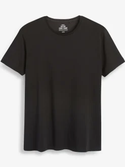Zwart - Slim Fit - Set van 5 100% katoenen T-shirts met laagjes