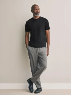 Zwart - Slim Fit - Signature SUPIMA® katoenen T-shirt met ronde hals