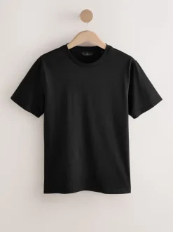 Zwart - Slim Fit - Signature SUPIMA® katoenen T-shirt met ronde hals