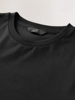 Zwart - Slim Fit - Signature SUPIMA® katoenen T-shirt met ronde hals