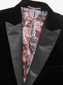 Zwart - Slim Fit - Signature Pontoglio Italiaanse fluwelen blazer