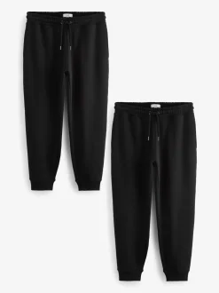 Zwart - Slim Fit Brushback Heavyweight 2 Pack Joggers