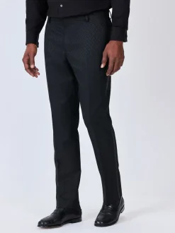 Zwart - Slim Fit Jacquard Suit Trousers