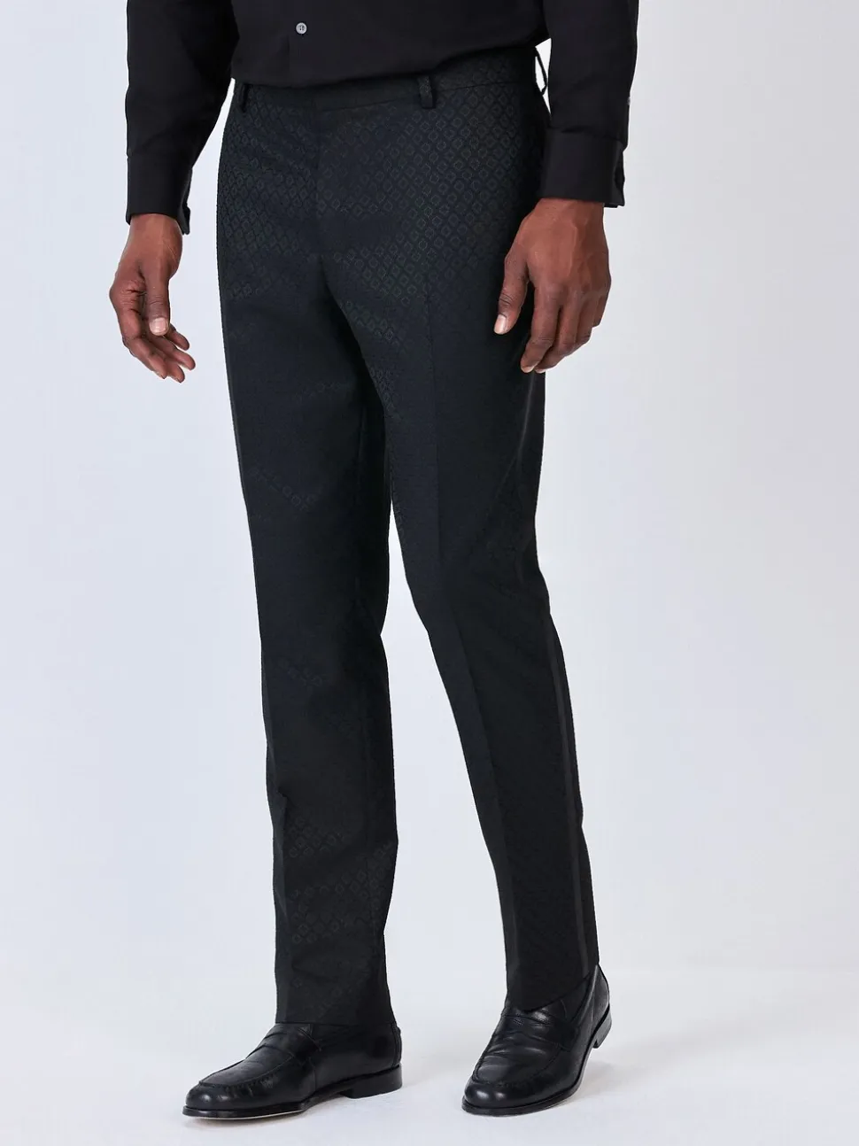 Zwart - Slim Fit Jacquard Suit Trousers
