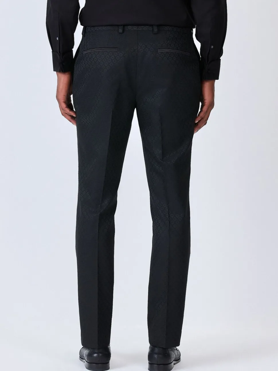 Zwart - Slim Fit Jacquard Suit Trousers