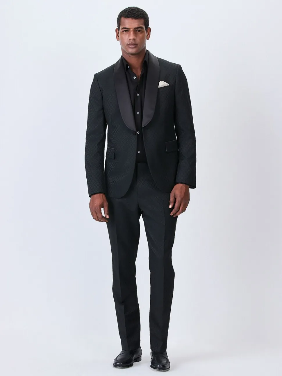 Zwart - Slim Fit Jacquard Suit Trousers