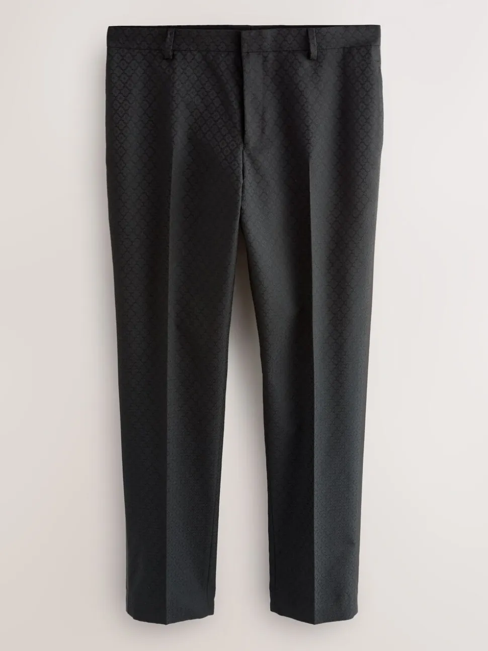 Zwart - Slim Fit Jacquard Suit Trousers