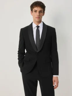 Zwart - Slim Fit Sequin Tuxedo Suit Jacket