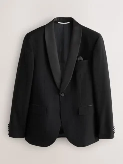 Zwart - Slim Fit Sequin Tuxedo Suit Jacket