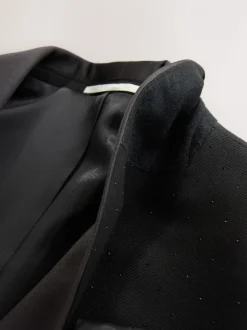 Zwart - Slim Fit Sequin Tuxedo Suit Jacket