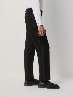 Zwart - Slim Fit Sequin Tuxedo Suit Trousers