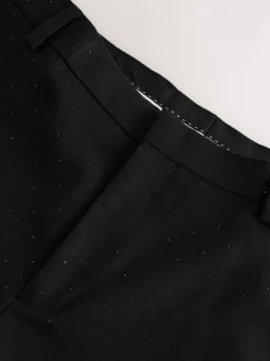 Zwart - Slim Fit Sequin Tuxedo Suit Trousers