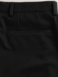 Zwart - Slim Fit Sequin Tuxedo Suit Trousers