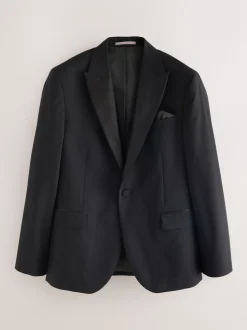Zwart - Slim Fit Signature Nova Fides 100% Italian Wool Tuxedo Suit Jacket