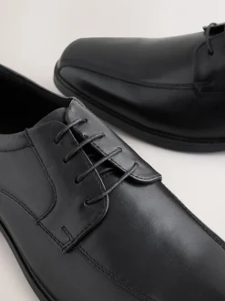 Zwart - Slim Panel Leather Shoes