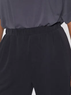 Zwart - Slinky superzachte jersey modal blend wijde pijpen pull-on broek