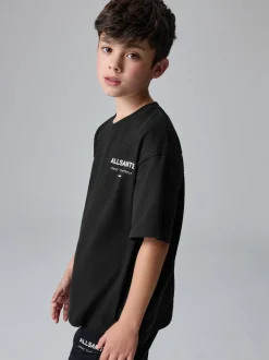 Zwart - smALLSAINTS Oversized Underground T-shirt van katoen met ronde hals