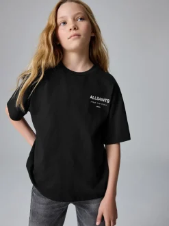 Zwart - smALLSAINTS Oversized Underground T-shirt van katoen met ronde hals