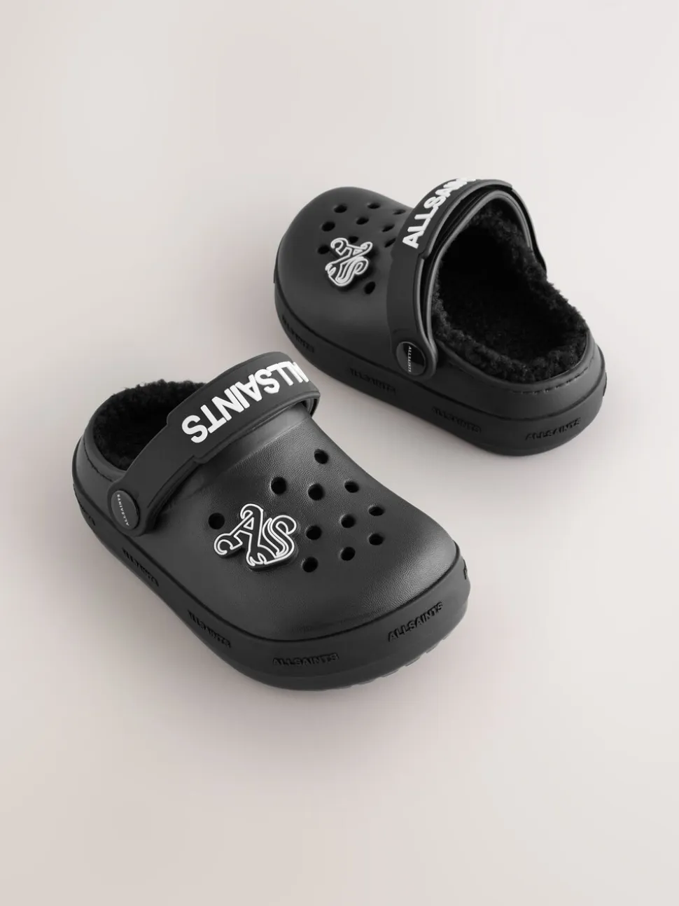 Zwart - smALLSAINTS Print Borg Lined Clog Slippers