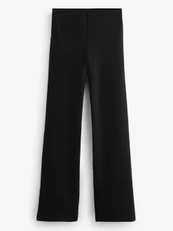 Zwart - Smoothing Ponte Jersey Broek met Wijde Pijpen