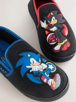 Zwart - Sonic pantoffels met omgevende zool