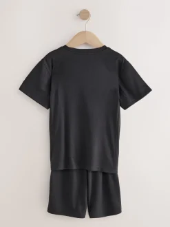 Zwart - Sportset van T-shirt en short (3-16 jr)