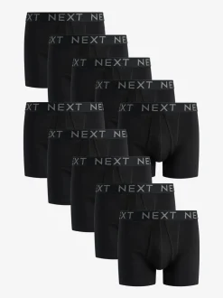 Zwart - Standaard - 10 Boxershorts zonder plooi
