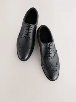 Zwart - Standaard pasvorm - Leren Oxford brogues