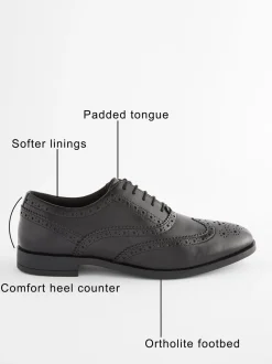Zwart - Standaard pasvorm - Leren Oxford brogues