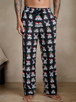 Zwart - Storm Trooper Printed Christmas Pyjama Bottoms