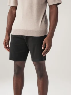 Zwart - Straight fit - Chinoshort met stretch