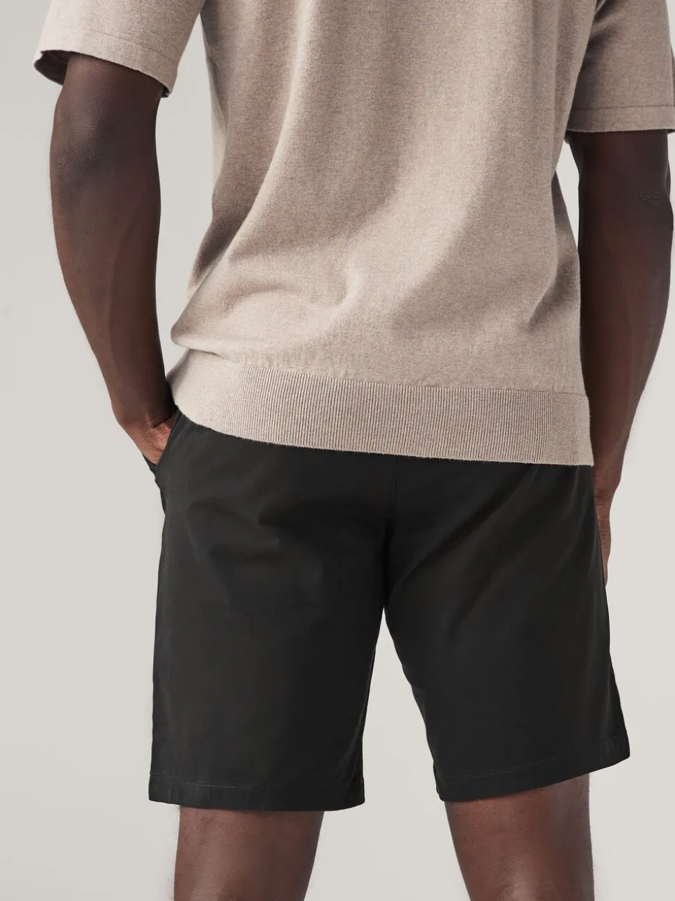 Zwart - Straight fit - Chinoshort met stretch